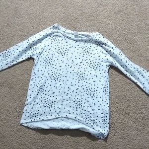 long sleeve shirt with black hearts all over it is from OldNavy it is a kids 8